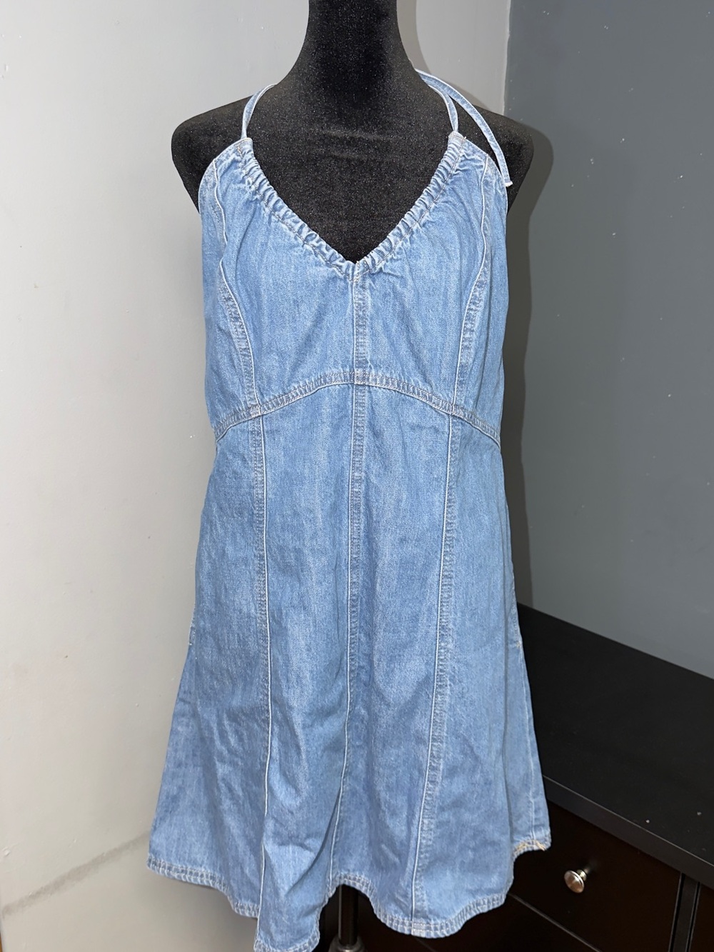 Universal Thread Light Blue Denim Halter Mini Dress
